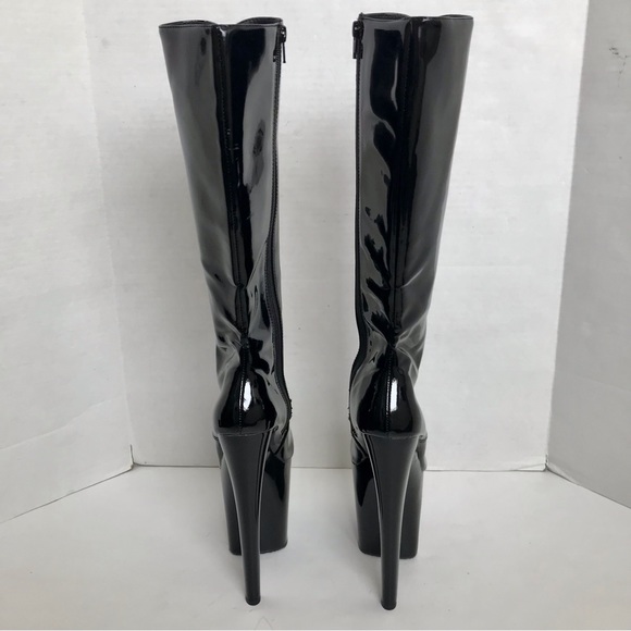 PLEASER Flamingo 8" Heel, 4" Platform Lace-Up Stretch Knee Boot, Side Zip Shoes - Picture 5 of 14